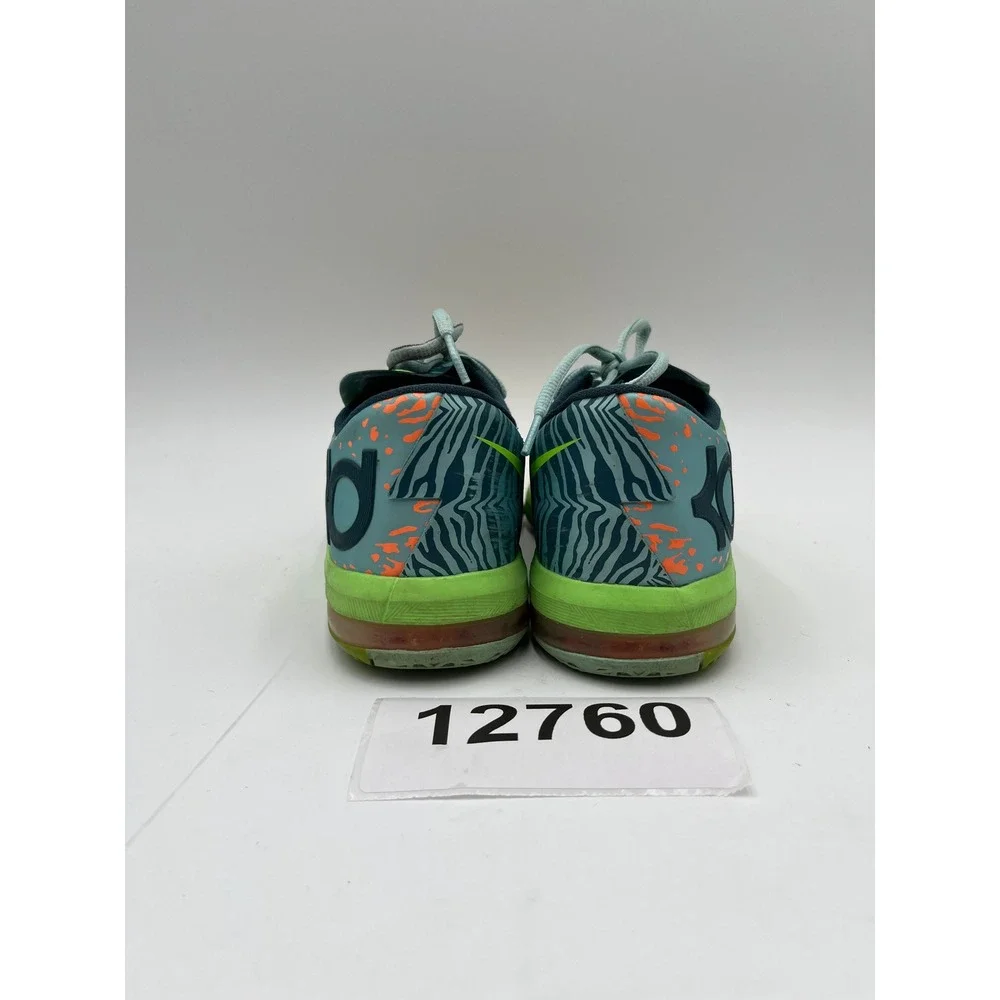 Nike KD VI 6 599477-302 Sneakers Boys 6Y Green Orange Tiger Athletic Shoes